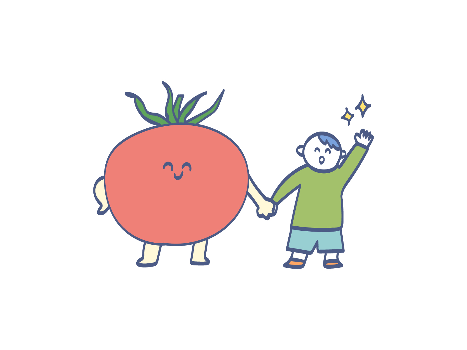 子供と野菜 トマト ピーマンと仲良し カットイラスト 旅とイラスト ナイチンゲールオリンピック